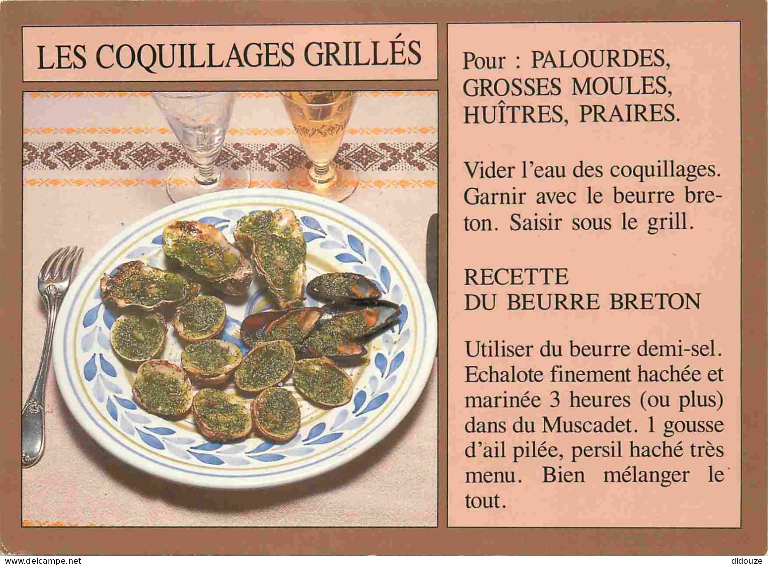Recettes De Cuisine - Coquillages Grillés - Gastronomie - CPM - Voir Scans Recto-Verso - Küchenrezepte
