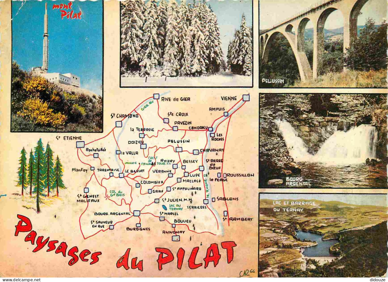 42 - Le Mont Pilat - Multivues - Carte Géographique - CPM - Voir Scans Recto-Verso - Mont Pilat