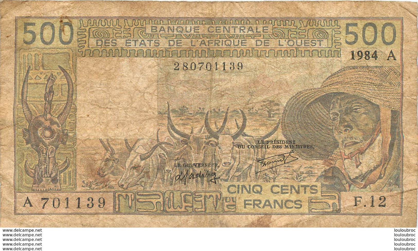 BILLET BANQUE CENTRALE DES ETATS DE L'AFRIQUE DE L'OUEST 500 FRANCS - West African States