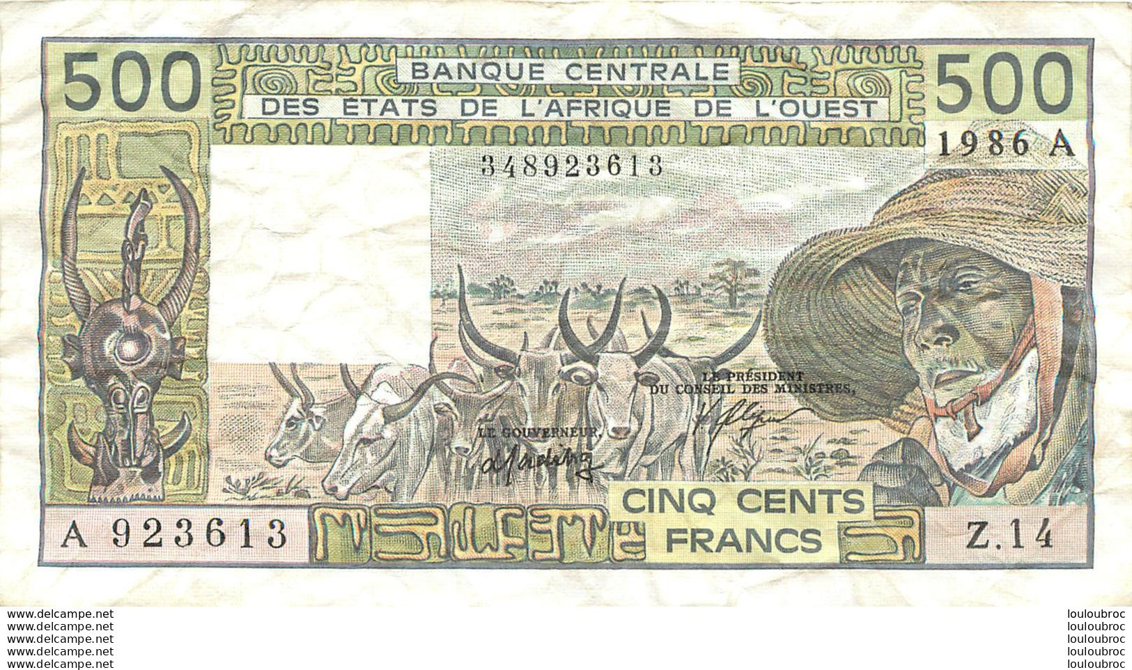 BILLET BANQUE CENTRALE DES ETATS DE L'AFRIQUE DE L'OUEST 500 FRANCS - West-Afrikaanse Staten