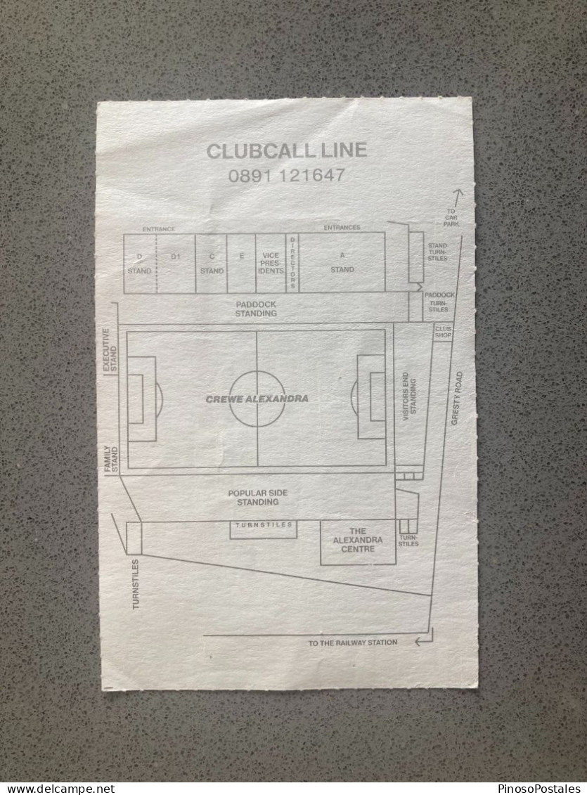 Crewe Alexandra V Shrewsbury Town 1993-94 Match Ticket - Eintrittskarten
