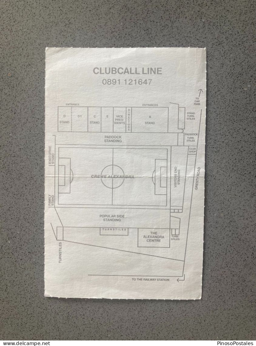 Crewe Alexandra V Walsall 1995-96 Match Ticket - Tickets D'entrée