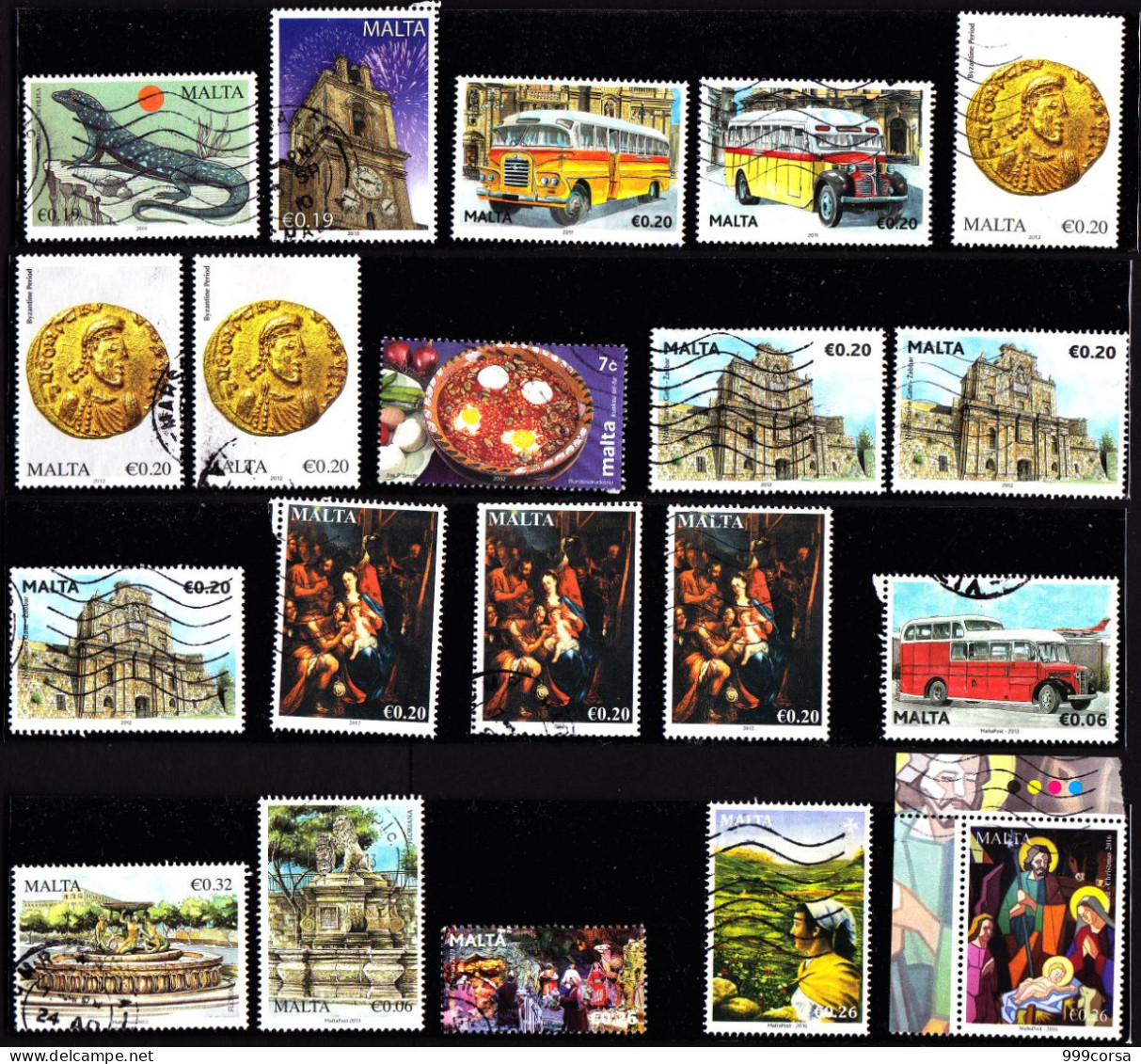 Malta,usati,lotto2000-16(Natale,Sport,Auto,WWF,Pleistocene,Frutti,Monete,Autobus,NotreDame,Fauna,Fontane,ecc.) - Malte