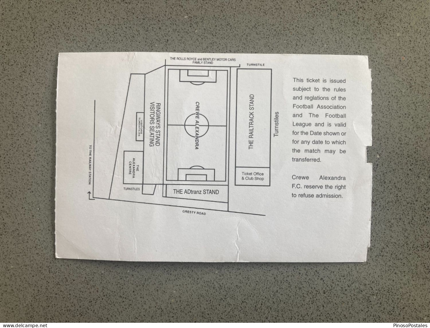 Crewe Alexandra V Manchester City 1999-00 Match Ticket - Tickets D'entrée