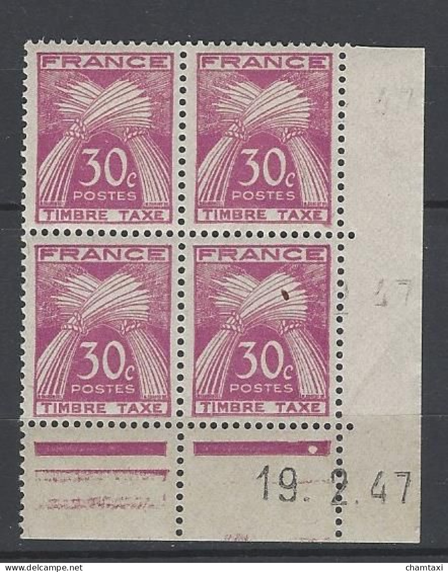 CD PO 79  FRANCE 1947 COIN DATE 79 TIMBRES TAXE  : 19 2 47  TYPE GERBES UN ROND - Segnatasse