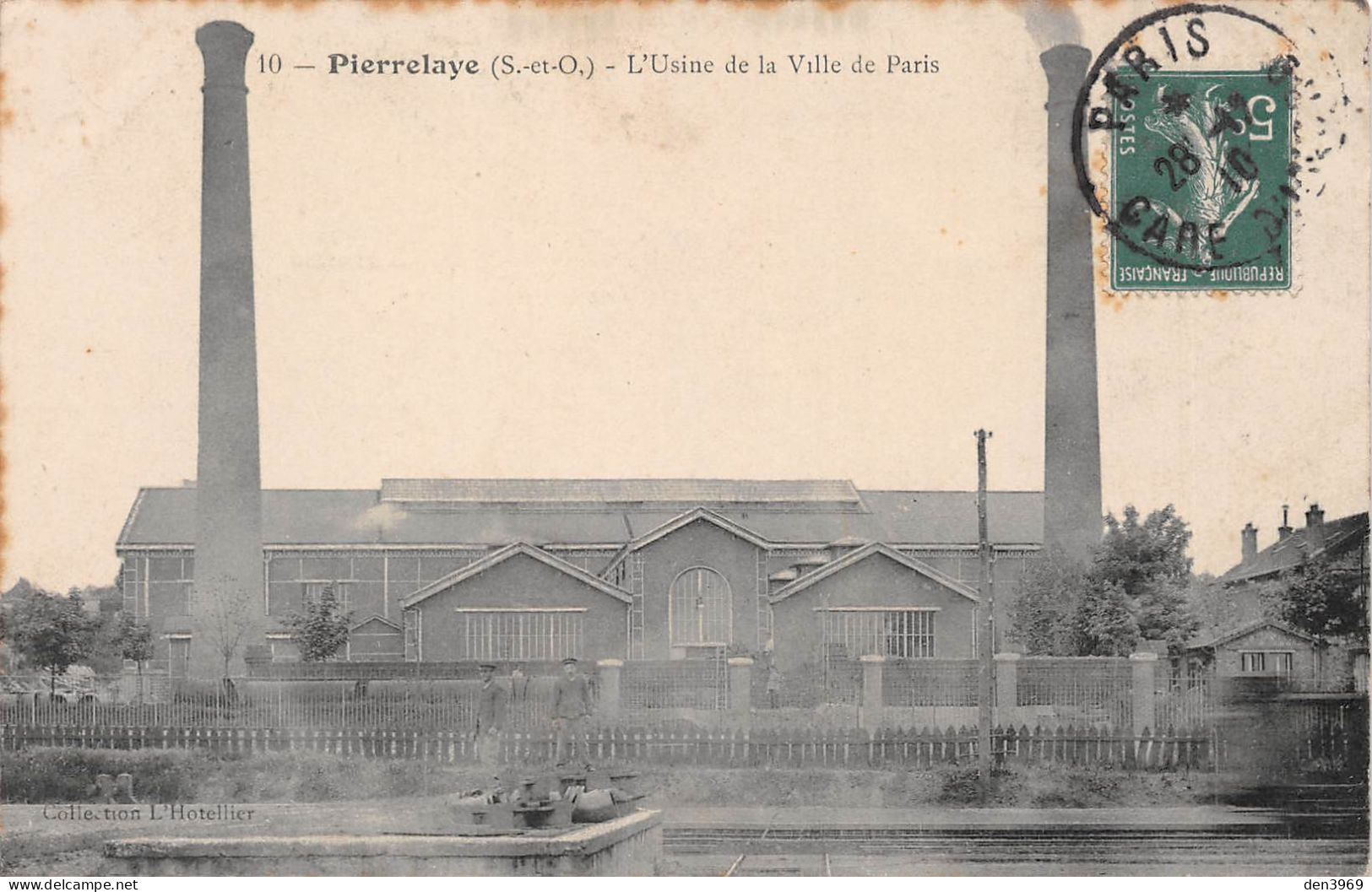 PIERRELAYE (Val-d'Oise) - L'Usine De La Ville De Paris - Voyagé 1910 (2 Scans) Domaine Ksar Tifi, Medjez-el-Bab, Tunisie - Pierrelaye