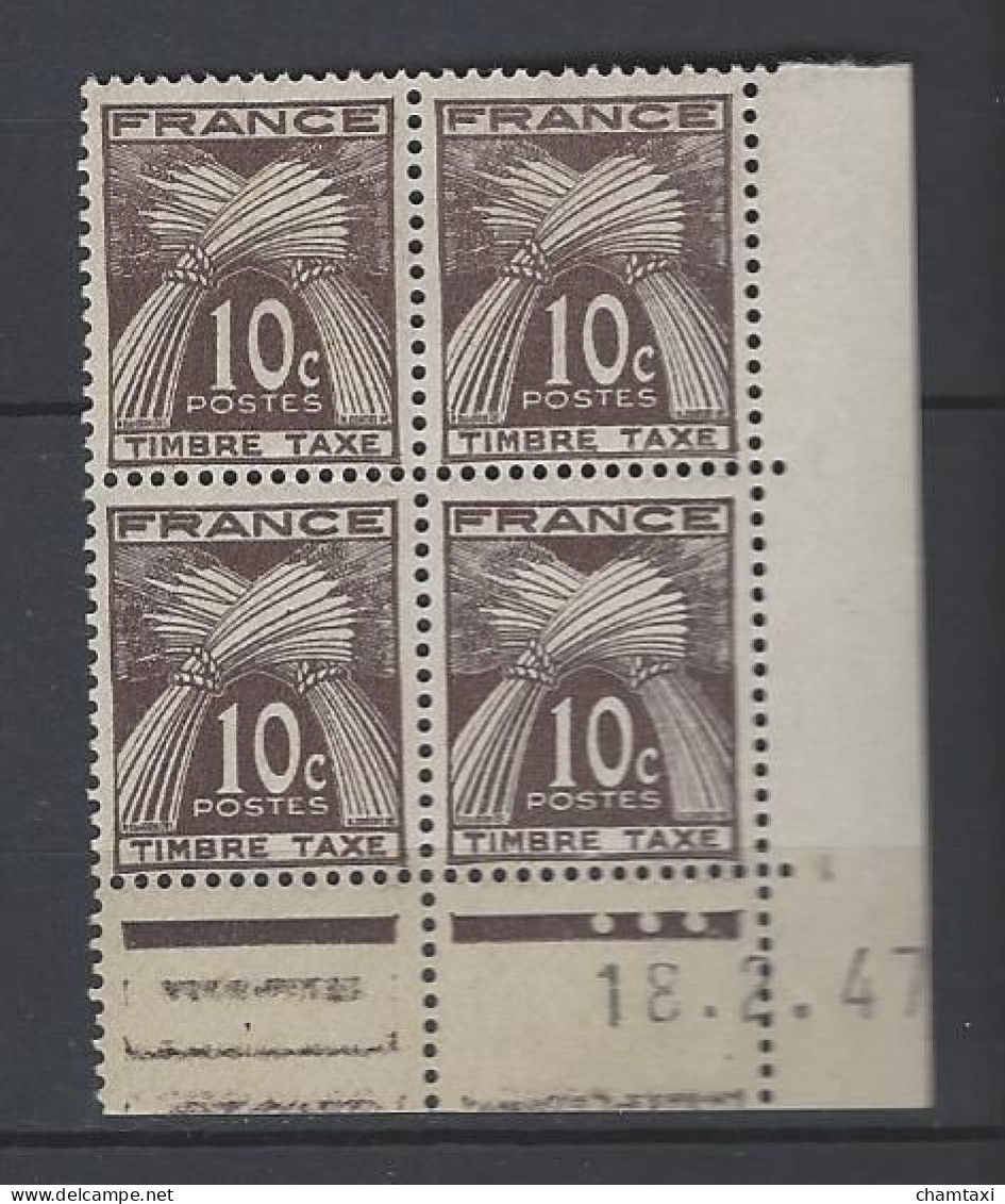 CD PO 78  FRANCE 1947 COIN DATE 78 TIMBRES TAXE  : 18 2 47  TYPE GERBES TROIS RONDS - Postage Due