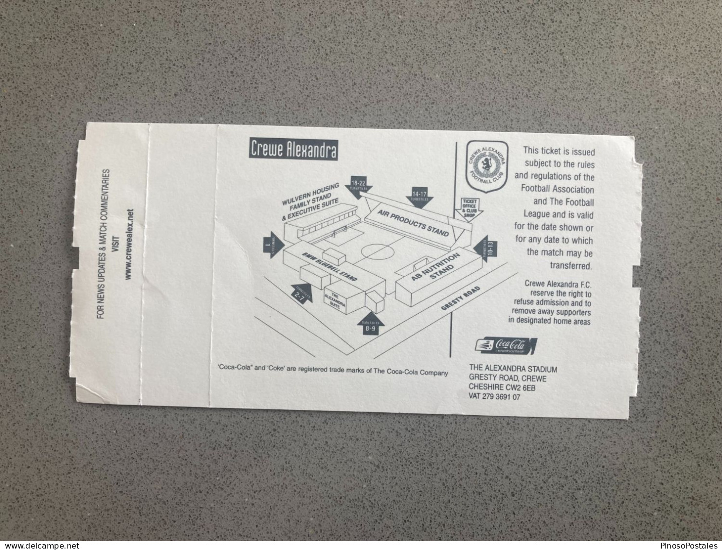 Crewe Alexandra V Bristol City 2008-09 Match Ticket - Tickets D'entrée