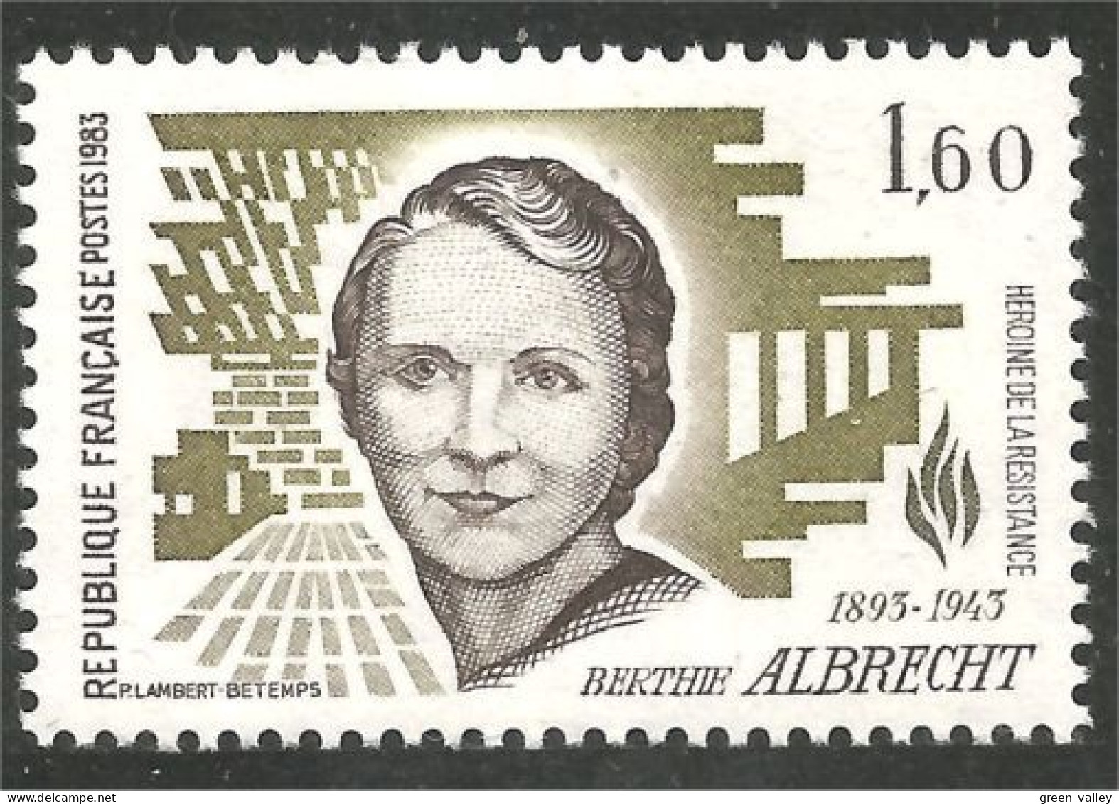 352 France Yv 2294 Résistance Berthie Albrecht MNH ** Neuf SC (2294-1b) - WO2