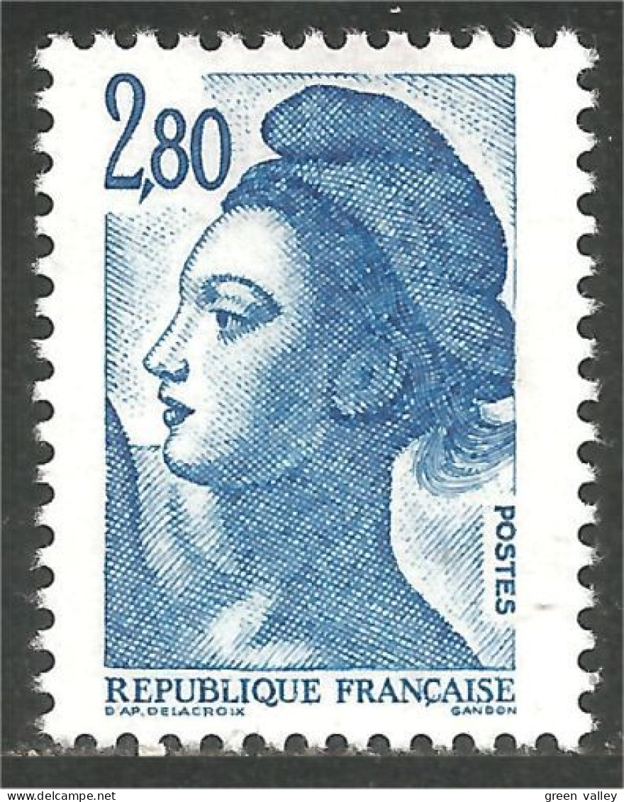 352 France Yv 2275 Liberté De Gandon 2 F 80 Bleu Blue MNH ** Neuf SC (2275-1b) - 1982-1990 Liberté De Gandon