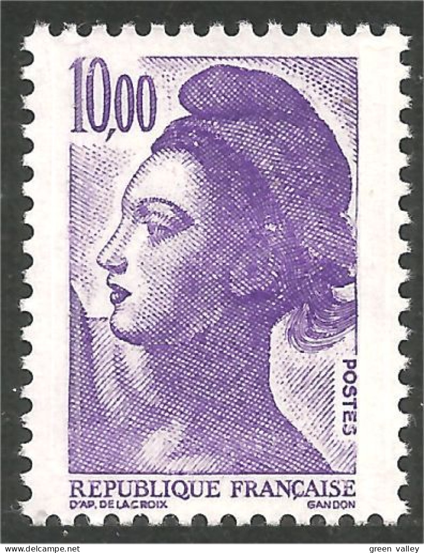 352 France Yv 2276 Liberté De Gandon 10 F Violet MNH ** Neuf SC (2276-1b) - 1982-1990 Vrijheid Van Gandon