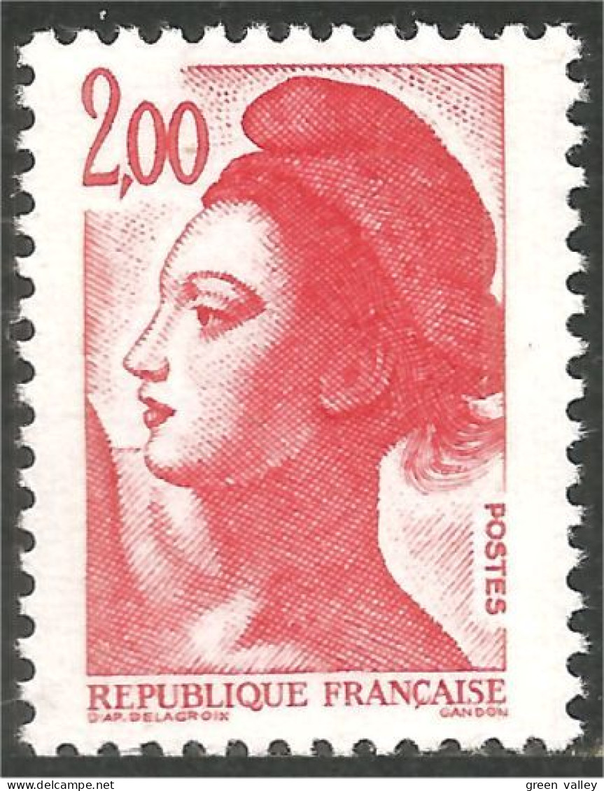 352 France Yv 2274 Liberté De Gandon 2 F Rouge Red MNH ** Neuf SC (2274-1b) - 1982-1990 Vrijheid Van Gandon