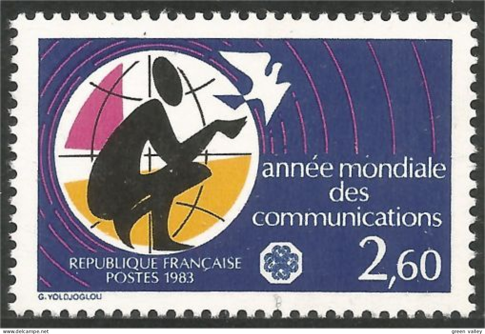 352 France Yv 2260 Année Mondiale Communications Pigeon Dove MNH ** Neuf SC (2260-1b) - Telecom