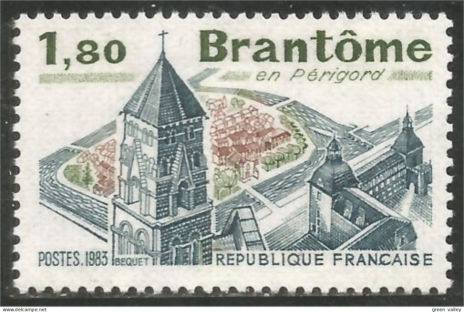 352 France Yv 2253 Brantôme Clocher Rempart Glockenturm MNH ** Neuf SC (2253-1b) - Denkmäler