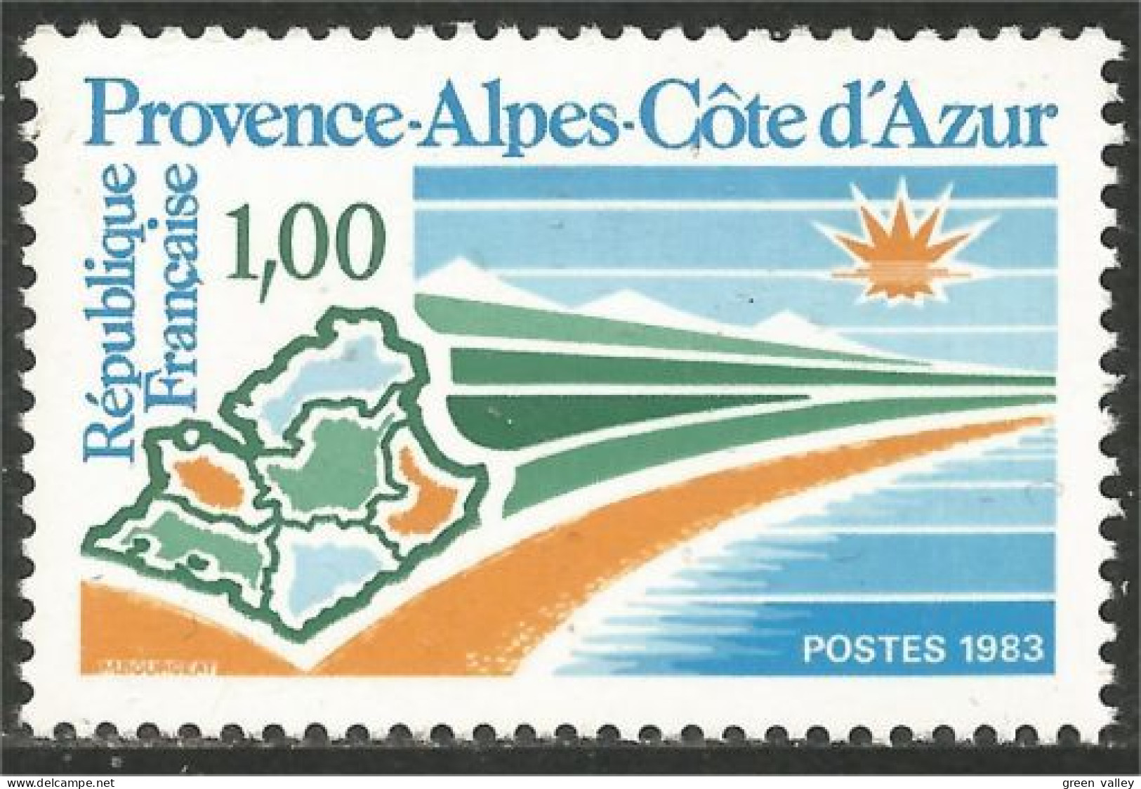 352 France Yv 2252 Région Provence Carte Map MNH ** Neuf SC (2252-1b) - Aardrijkskunde