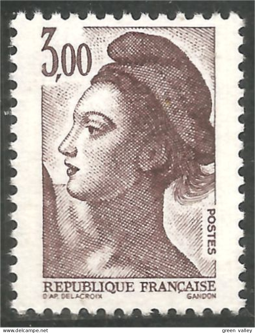 352 France Yv 2243 Liberté De Gandon 3 F Brun Violet Brown MNH ** Neuf SC (2243-1b) - 1982-1990 Liberté De Gandon