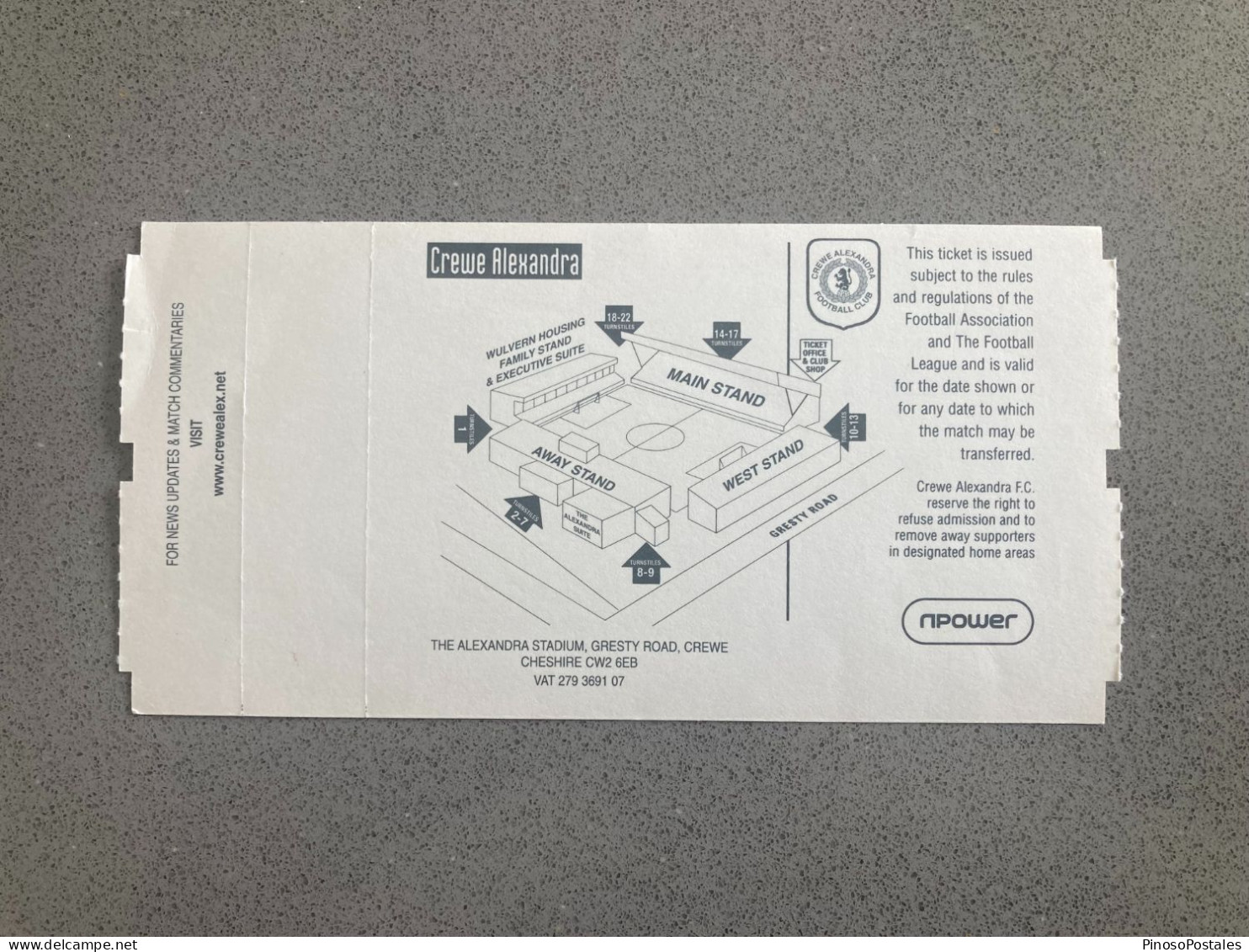 Crewe Alexandra V Doncaster Rovers 2012-13 Match Ticket - Tickets D'entrée