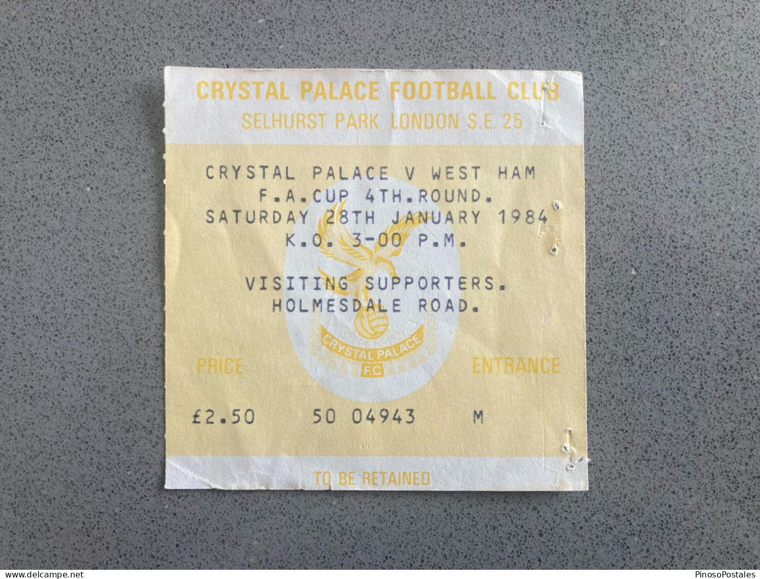 Crystal Palace V West Ham United 1983-84 Match Ticket - Tickets D'entrée