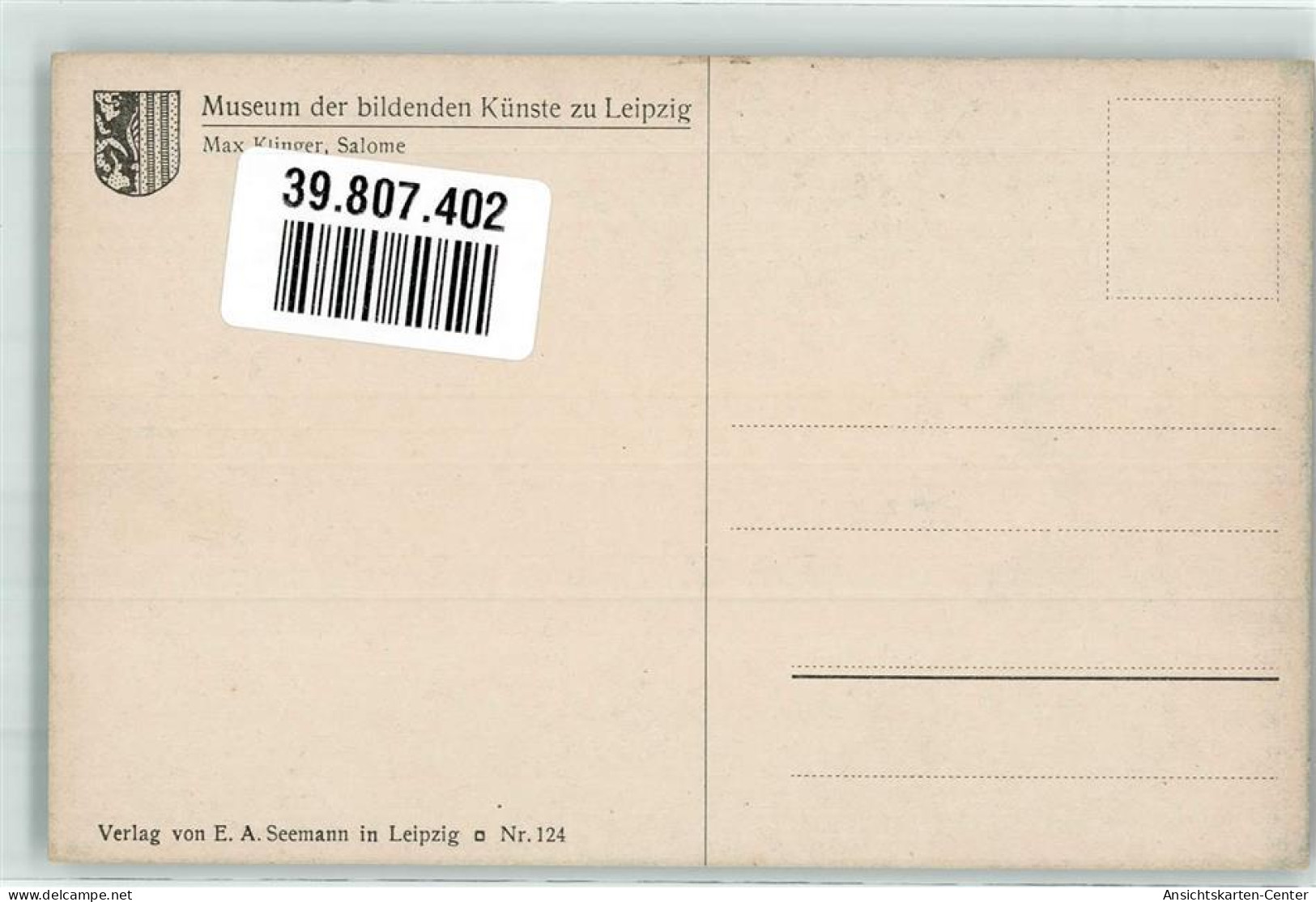 39807402 - Verlag Seemann Nr. 124  Salome - Klinger, Max