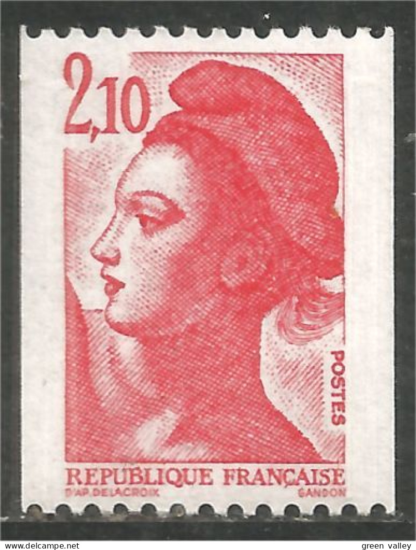 353 France Yv 2322 Liberté De Gandon 2 F 10 Rouge Red Roulette Coil MNH ** Neuf SC (2322-1) - 1982-1990 Liberté De Gandon