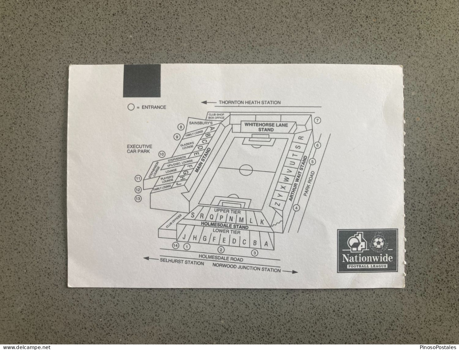 Crystal Palace V Portsmouth 1996-97 Match Ticket - Tickets & Toegangskaarten