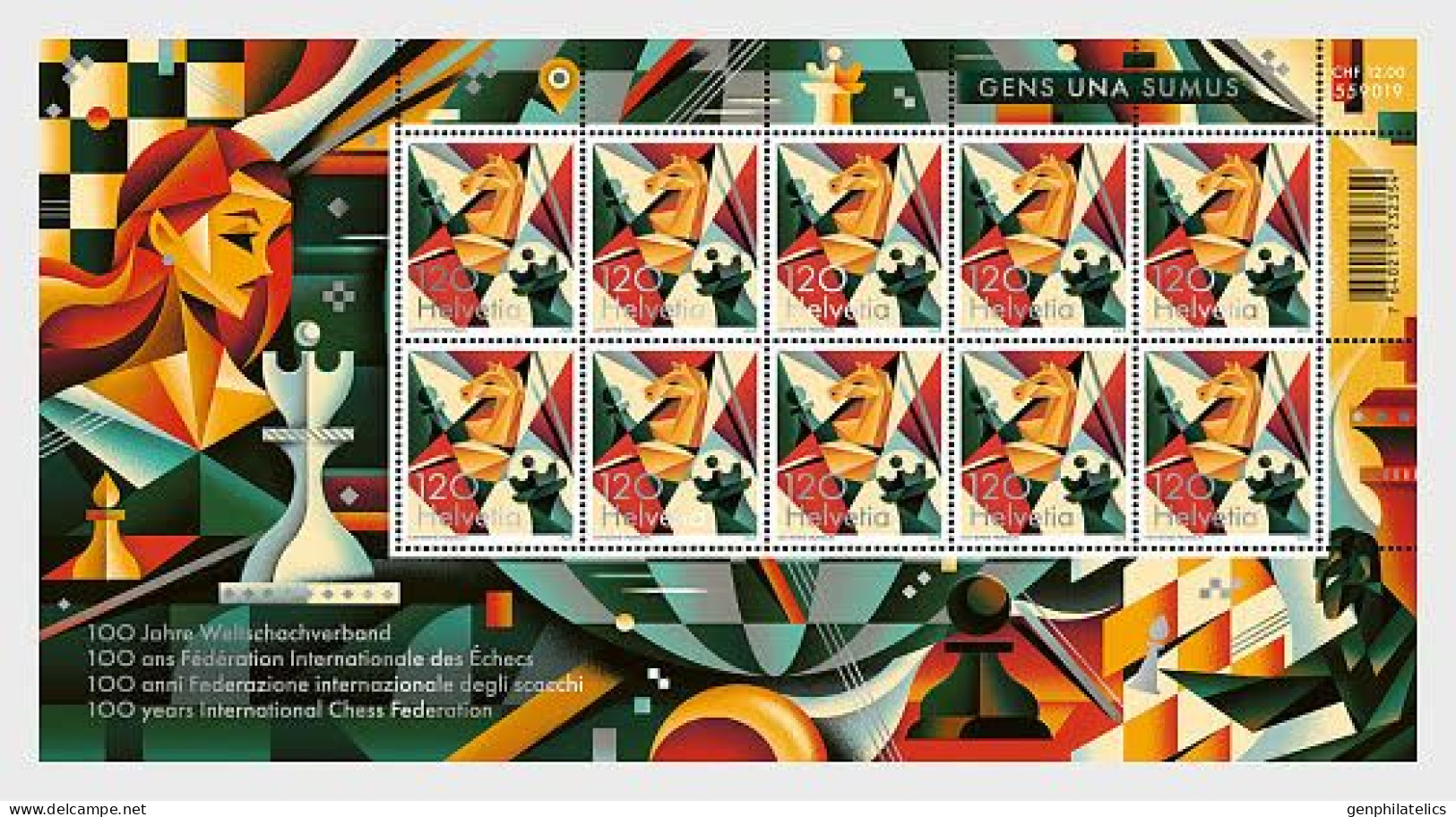 SWITZERLAND 2024 CULTURE Games CHESS - Fine Sheet MNH - Ungebraucht