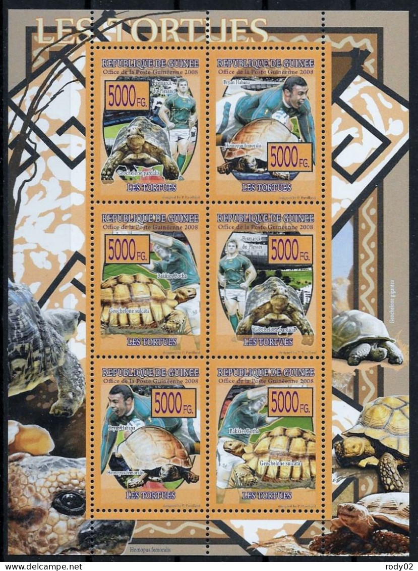 GUINEE - TORTUES ET RUGBY - N° 3441 A 3446 ET BF 849 ET 850 - NEUF** MNH - Tortugas