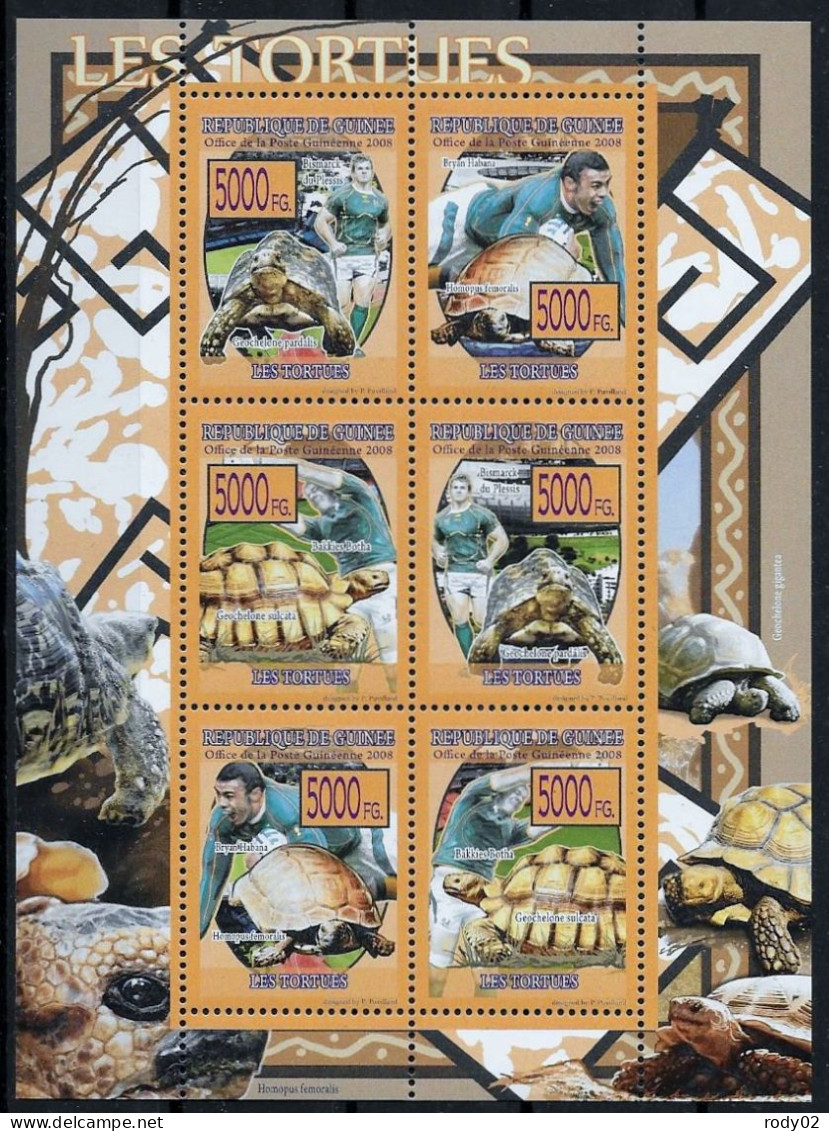 GUINEE - TORTUES ET RUGBY - N° 3441 A 3446 ET BF 849 ET 850 - NEUF** MNH - Schildpadden