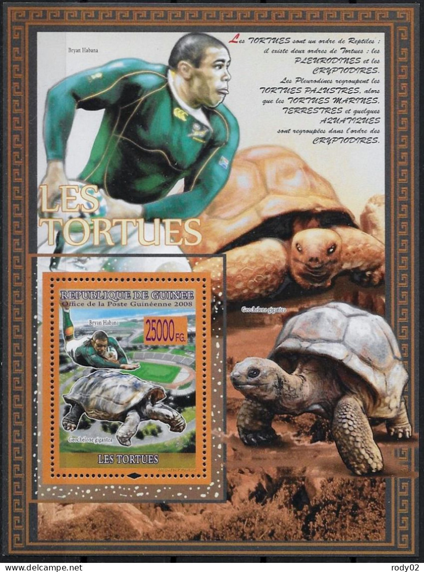 GUINEE - TORTUES ET RUGBY - N° 3441 A 3446 ET BF 849 ET 850 - NEUF** MNH - Turtles