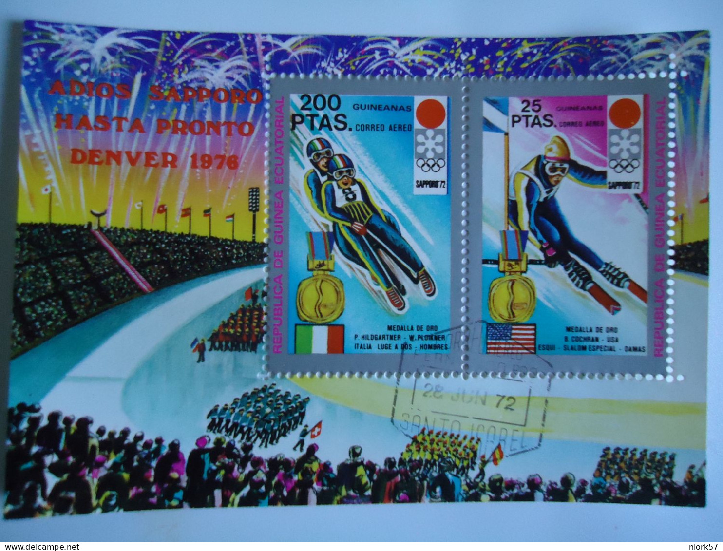 GUINEA ECUATORIAL  USED  SHEET OLYMPIC GAMES SAPPORO 72 - Inverno1972: Sapporo