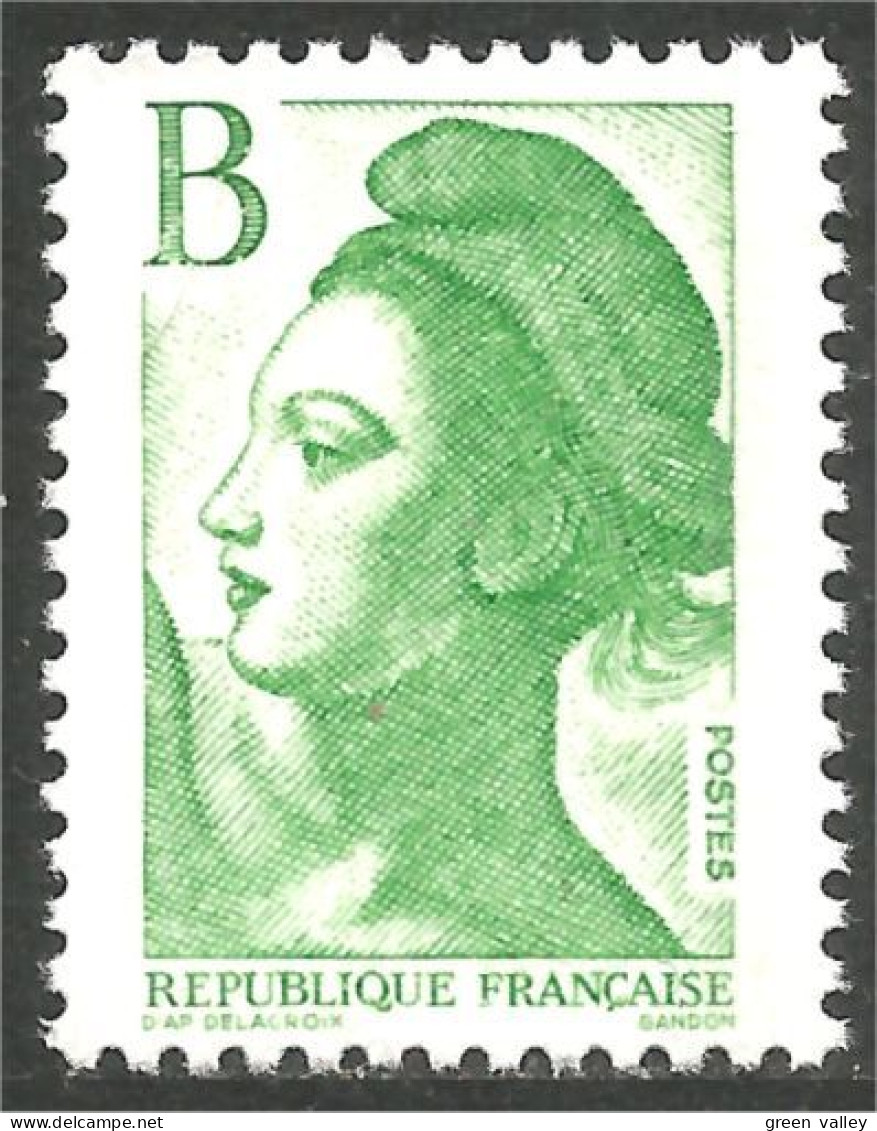 354 France Yv 2483 Liberté De Gandon B Vert Green MNH ** Neuf SC (2483-1b) - 1982-1990 Liberty Of Gandon