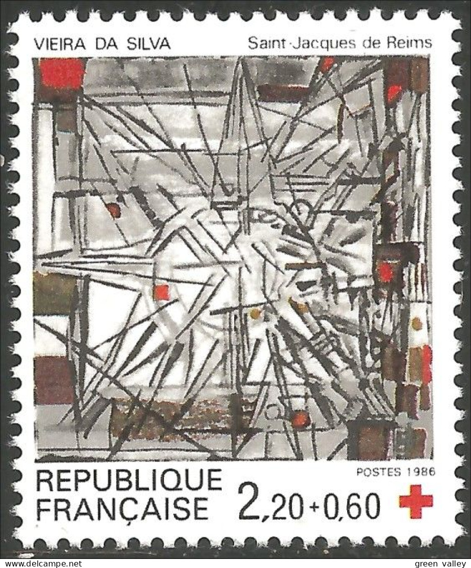 354 France Yv 2449 Croix-Rouge Red Cross Vitrail Stained Glass MNH ** Neuf SC (2449-1b) - Verres & Vitraux