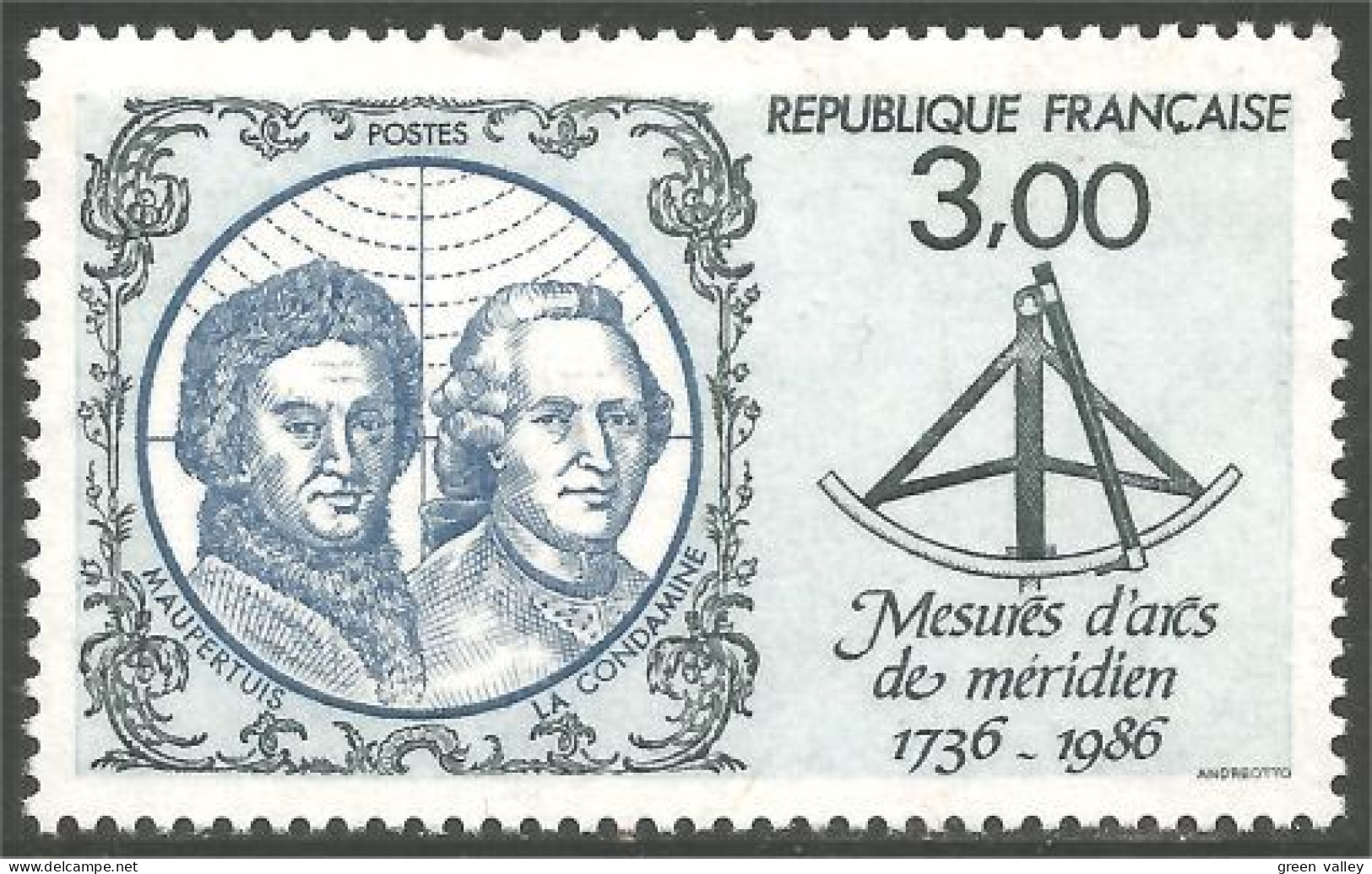 354 France Yv 2428 Arc Méridien Maupertuis La Condamine Meridian Arc MNH ** Neuf SC (2428-1b) - Geografia