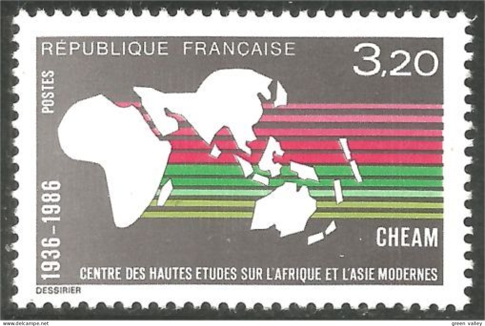 354 France Yv 2412 Carte Afrique Asie Map Africa Asia MNH ** Neuf SC (2412-1b) - Geography