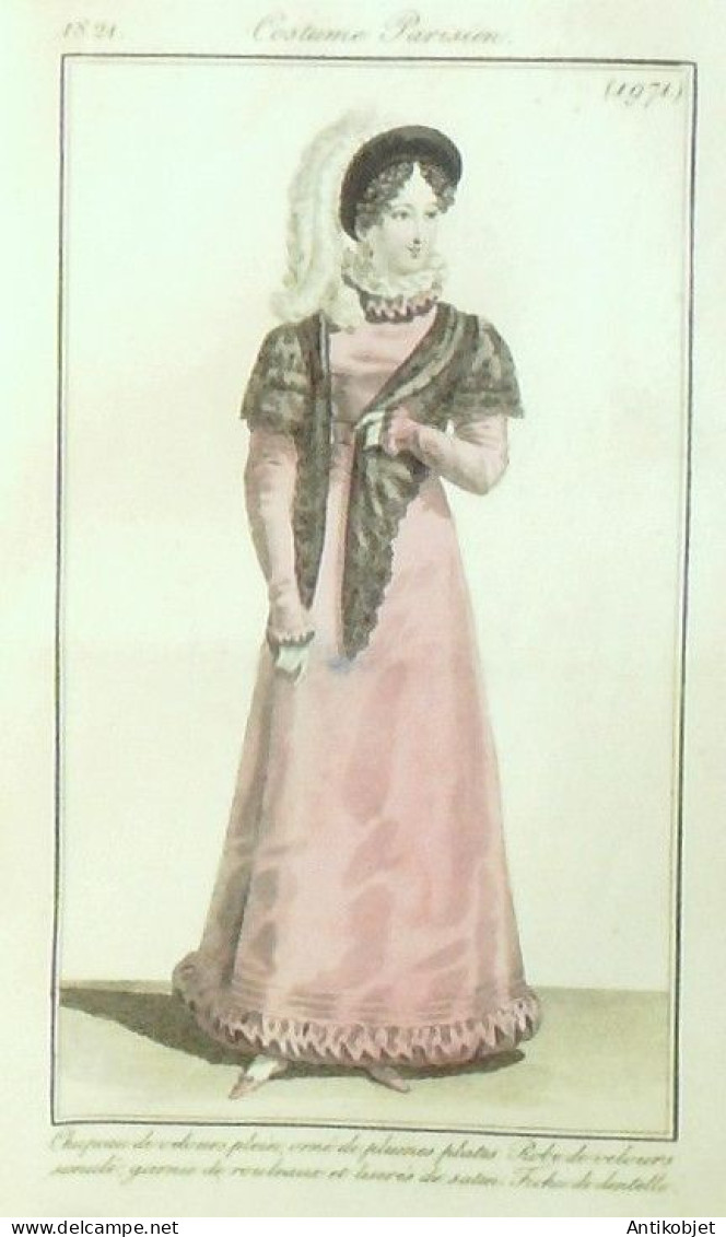 Journal Des Dames & Des Modes 1821 Costume Parisien Année Complète 84 Planches Aquarellées - Etsen