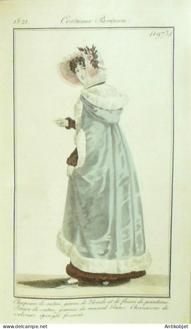 Journal Des Dames & Des Modes 1821 Costume Parisien Année Complète 84 Planches Aquarellées - Acqueforti