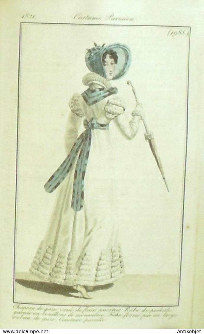 Journal des Dames & des Modes 1821 Costume Parisien Année complète 84 planches aquarellées