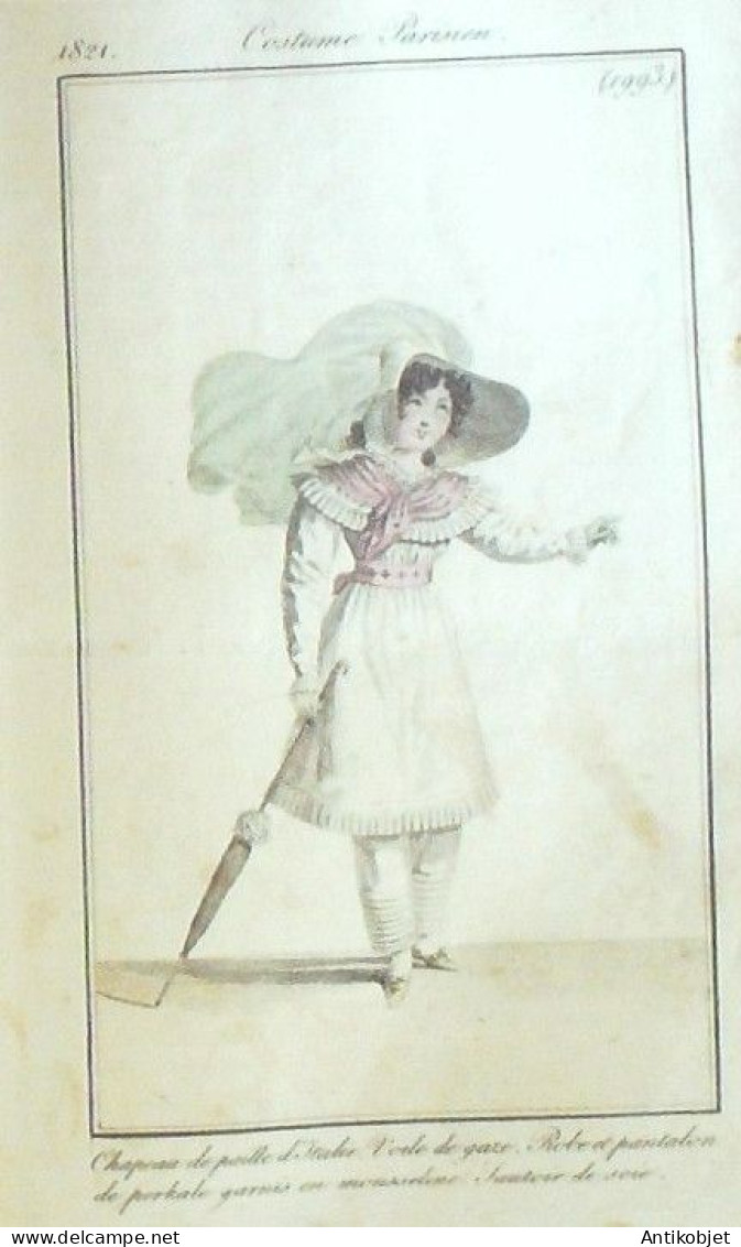 Journal des Dames & des Modes 1821 Costume Parisien Année complète 84 planches aquarellées