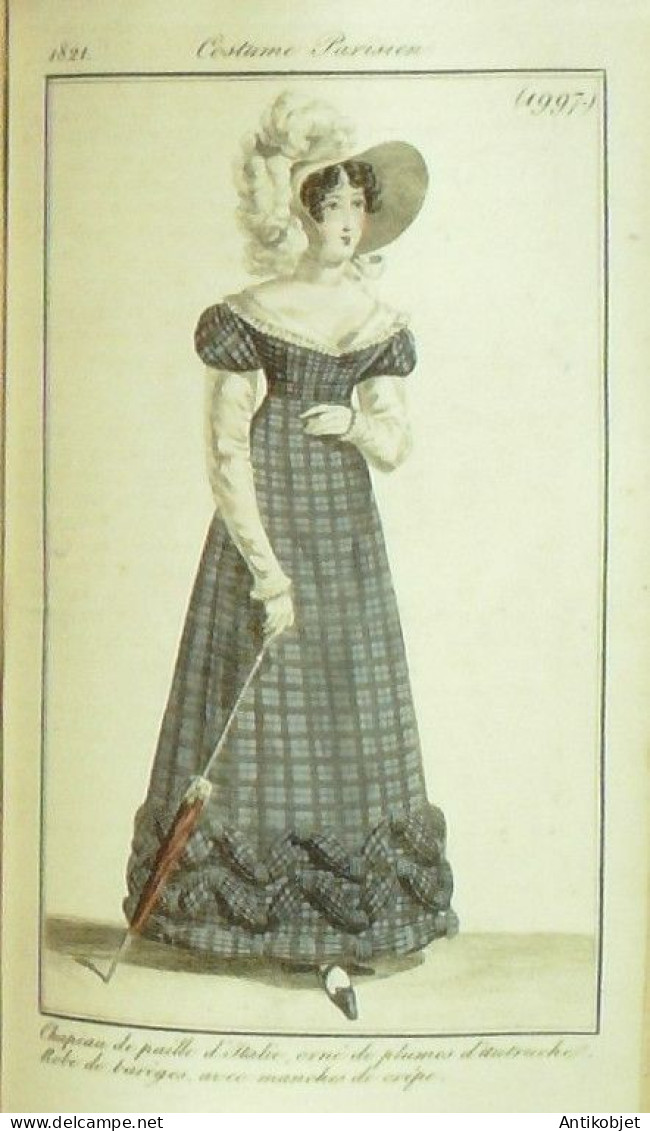 Journal des Dames & des Modes 1821 Costume Parisien Année complète 84 planches aquarellées