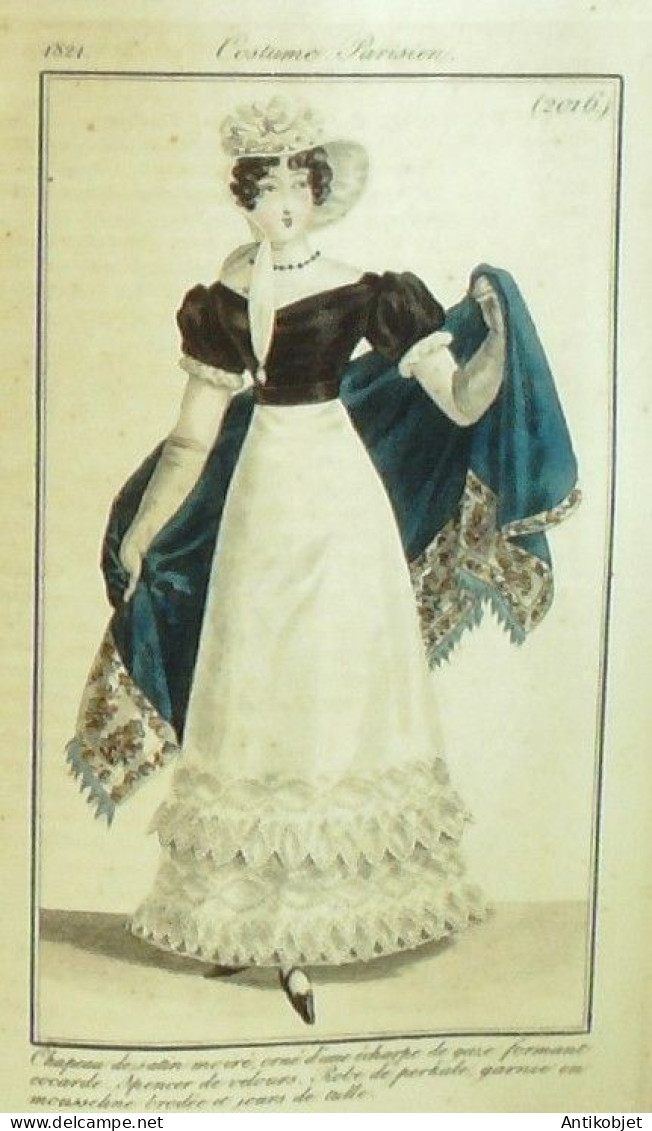 Journal des Dames & des Modes 1821 Costume Parisien Année complète 84 planches aquarellées