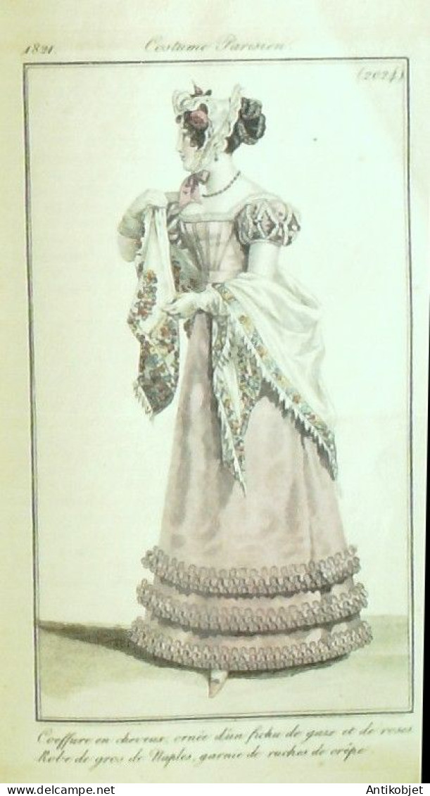 Journal des Dames & des Modes 1821 Costume Parisien Année complète 84 planches aquarellées