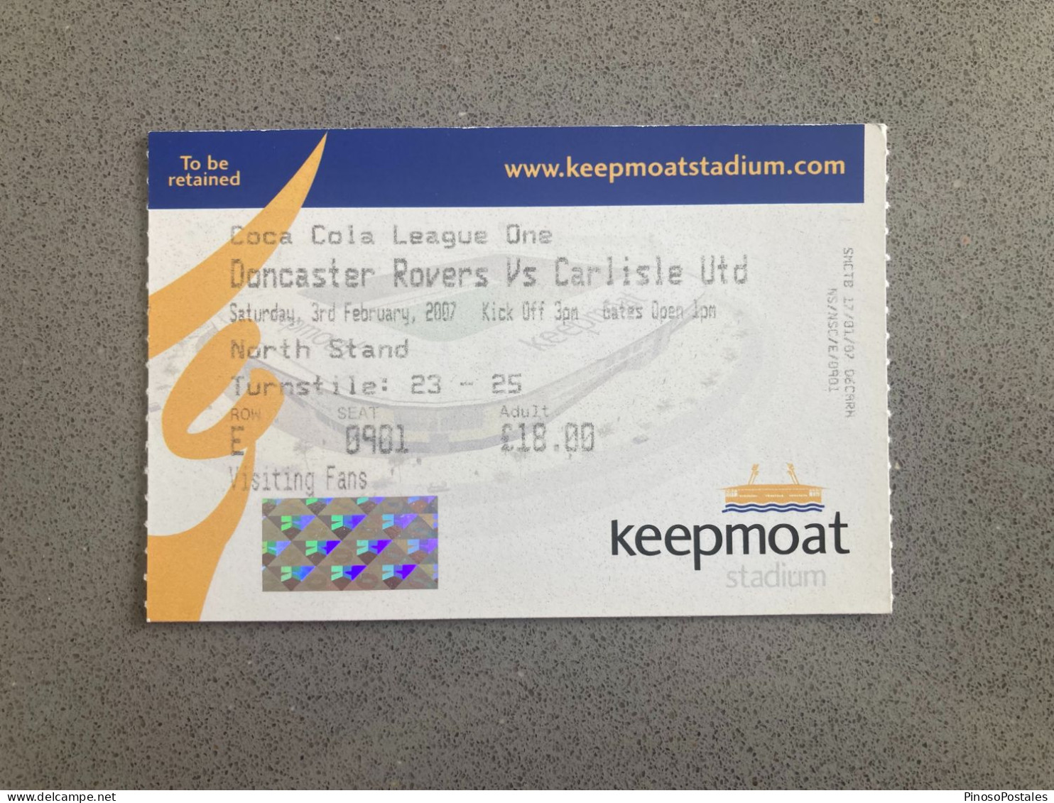 Doncaster Rovers V Carlisle United 2006-07 Match Ticket - Tickets D'entrée