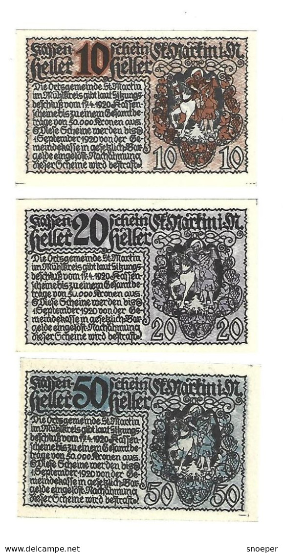 **notgeld   Austria  St Martin Im Muhlkreis Serie Compleet  912 - Oesterreich