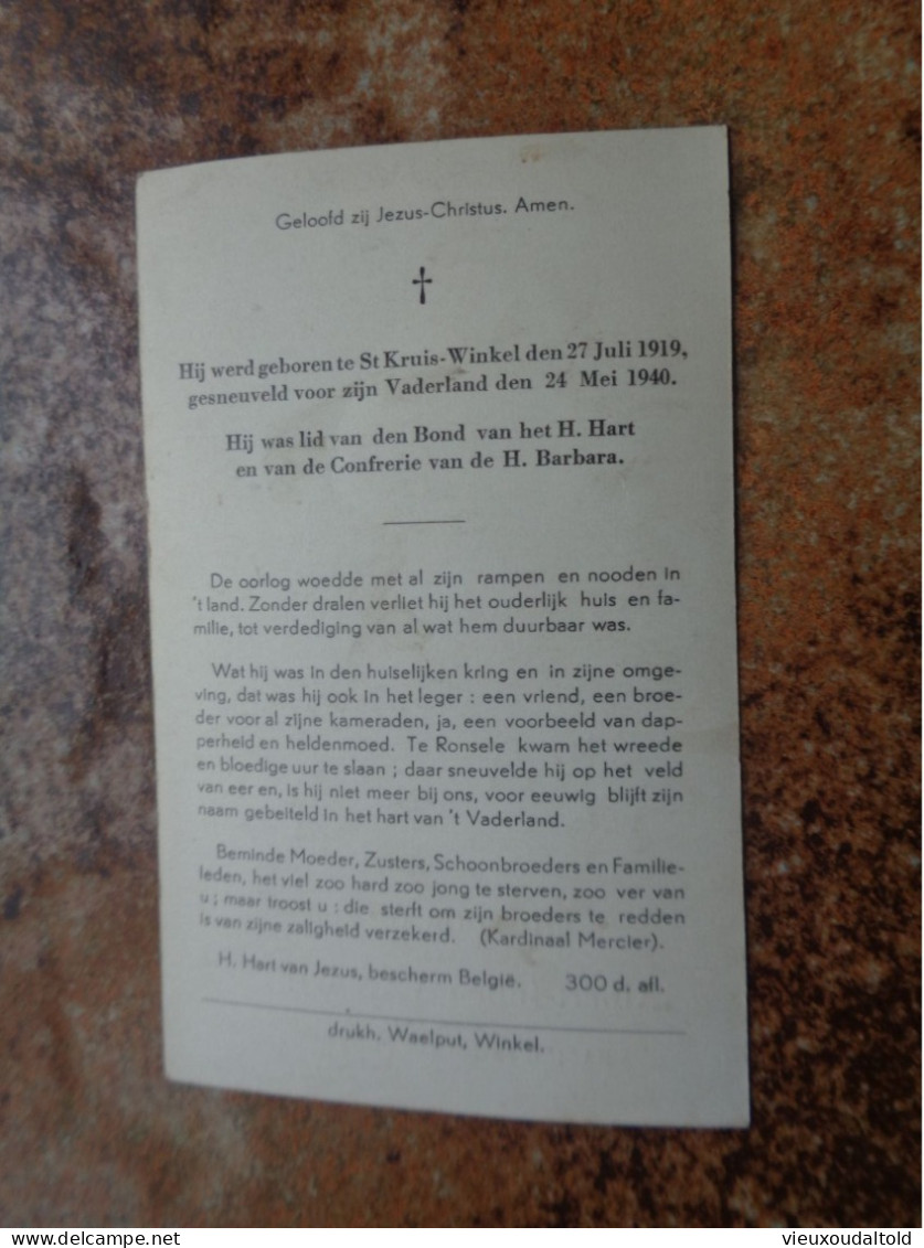 Doodsprentje/Bidprentje  Oorlog 1940-'45  Albert-Julien VAN GIELS  St Kruis-Winkel 1919-1940 Gesneuveld Voor  Vaderland - Andere & Zonder Classificatie