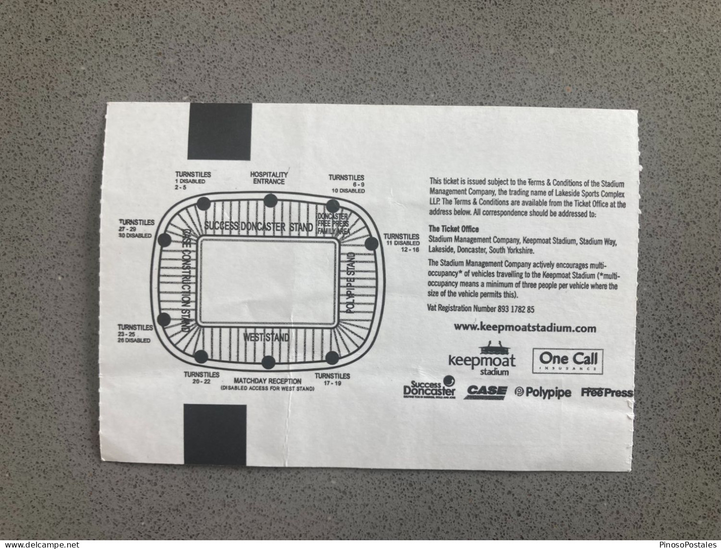 Doncaster Rovers V Middlesbrough 2010-11 Match Ticket - Eintrittskarten