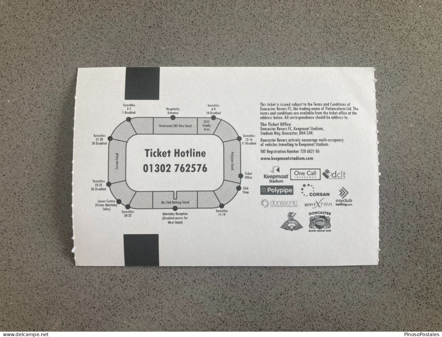 Doncaster Rovers V Notts County 2014-15 Match Ticket - Match Tickets