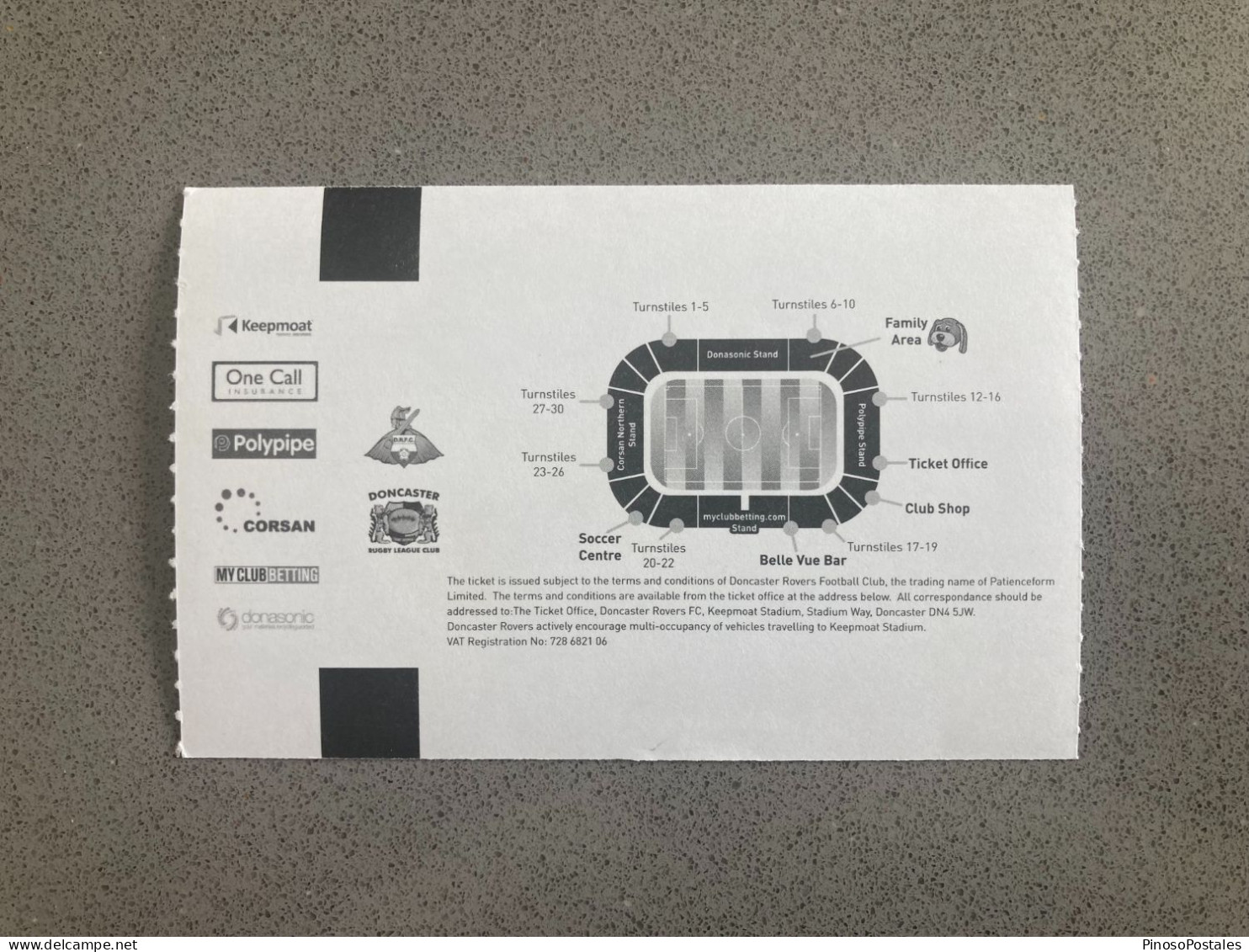 Doncaster Rovers V Wolverhampton Wanderers 2015-16 Match Ticket - Tickets D'entrée