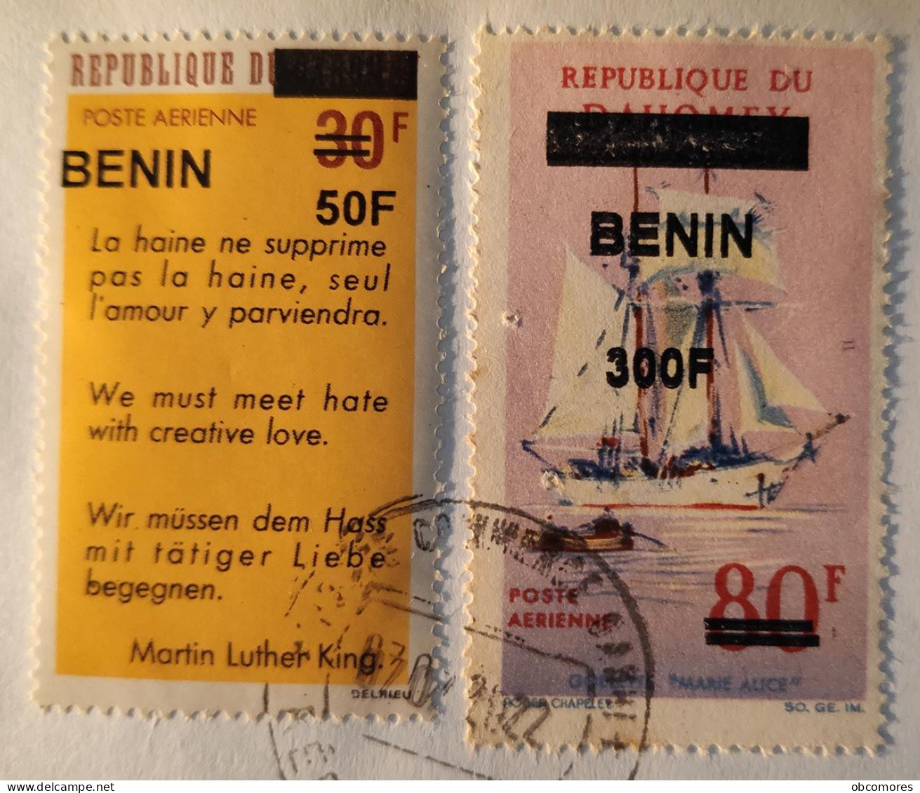 Cover 29 Benin - 2009 = Double Overprint = Mi 1551 Voilier Goélette Sailing Ship Schooner + Mi 1589 Martin Luther King - Bénin – Dahomey (1960-...)