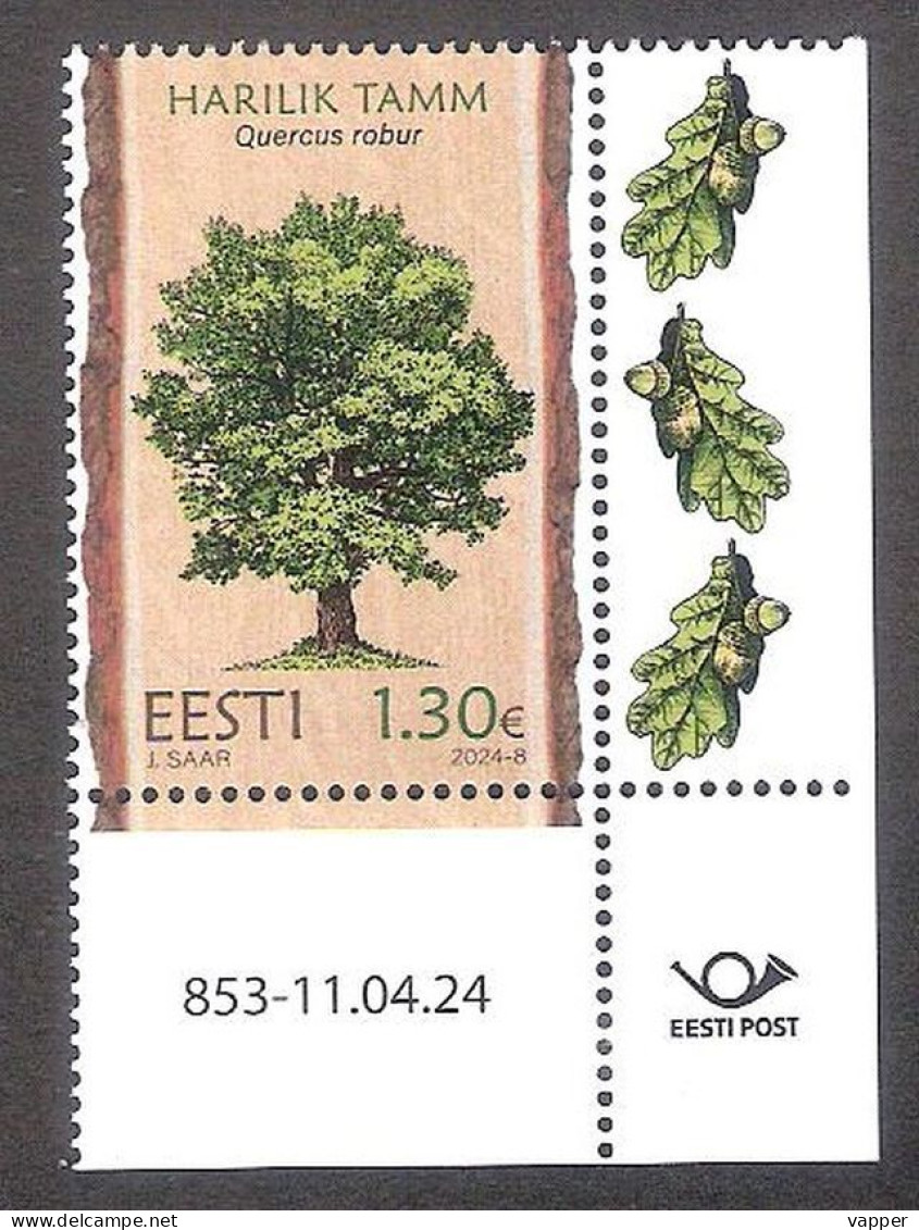 Forest Trees – Oak Estonia 2024 MNH Corner Stamp With Issue Nr Mi 1101 - Trees