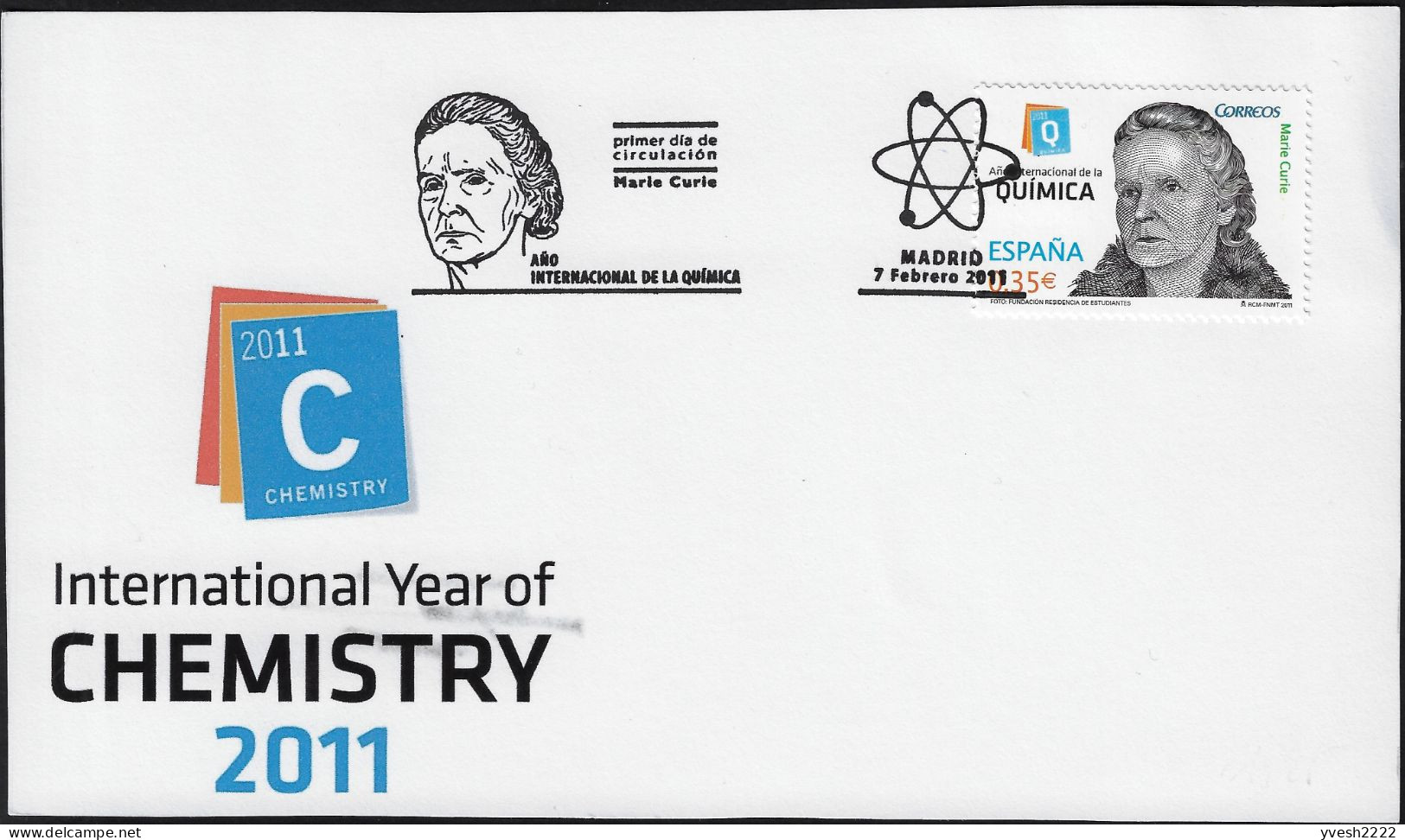 Espagne 2011 Y&T 4293 Sur FDC. Année Internationale De La Chimie. Marie Curie - Chimie